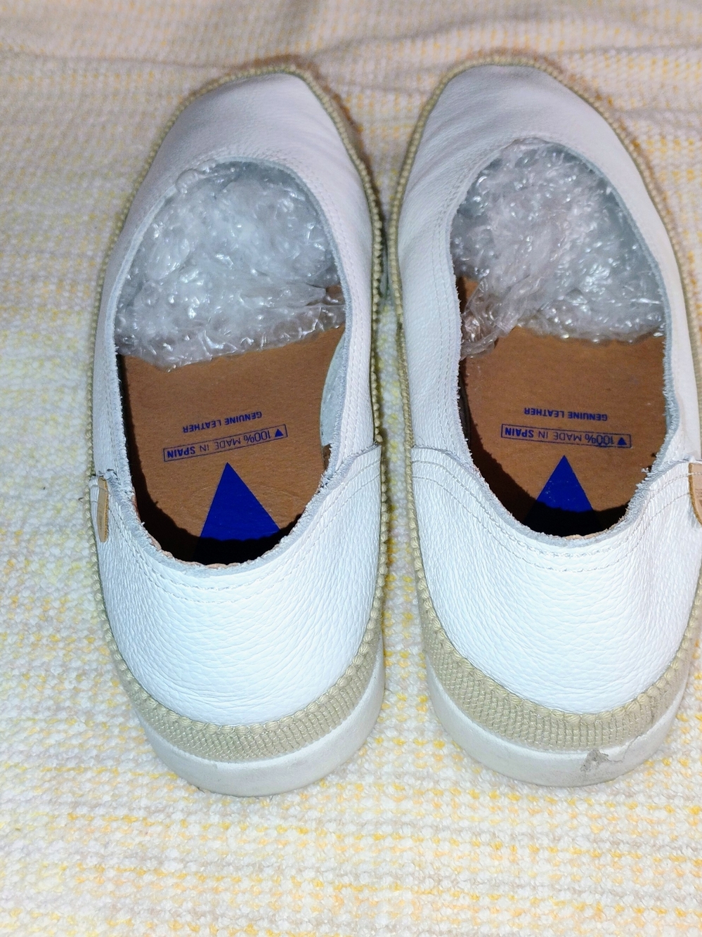 Verbenas White Leather Slip In Shoes Size 39/8 Made In Spain Minimalist Comfort - Picture 10 of 13